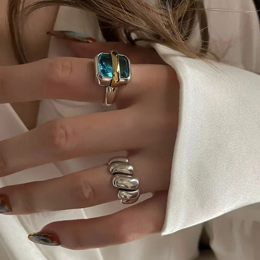 Silver Ring with Blue Zircon