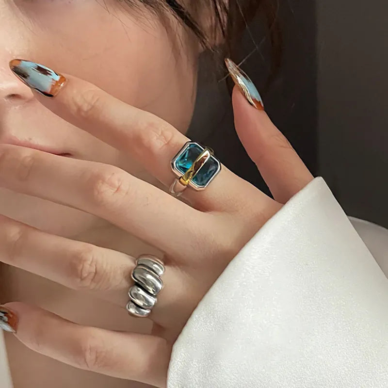 Silver Ring with Blue Zircon