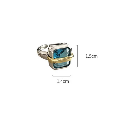Silver Ring with Blue Zircon