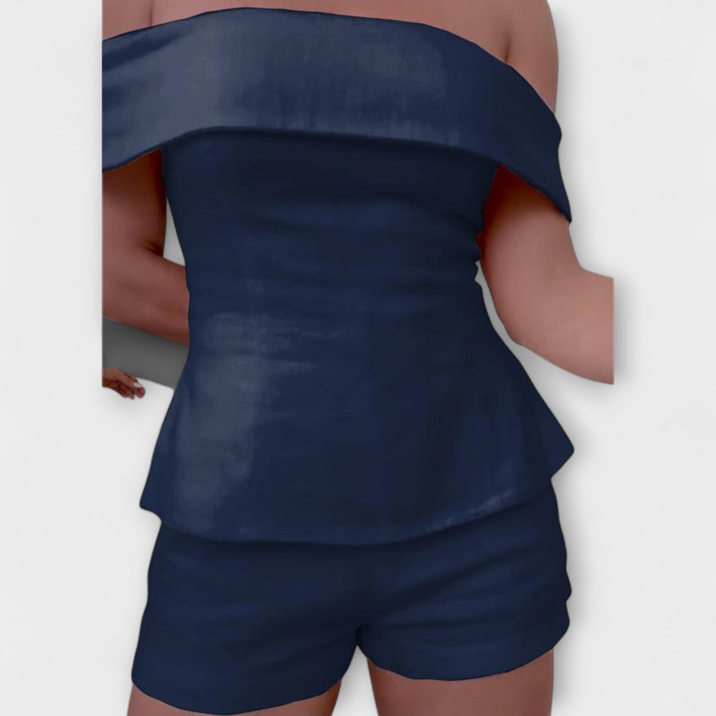 Olivia - White Cotton-Linen Two-Piece Outfit