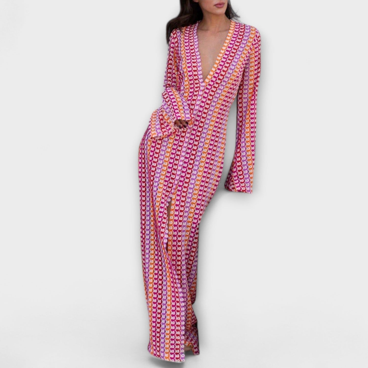 Elina – Maxi Dress with V-Neck and Vacation Vibes
