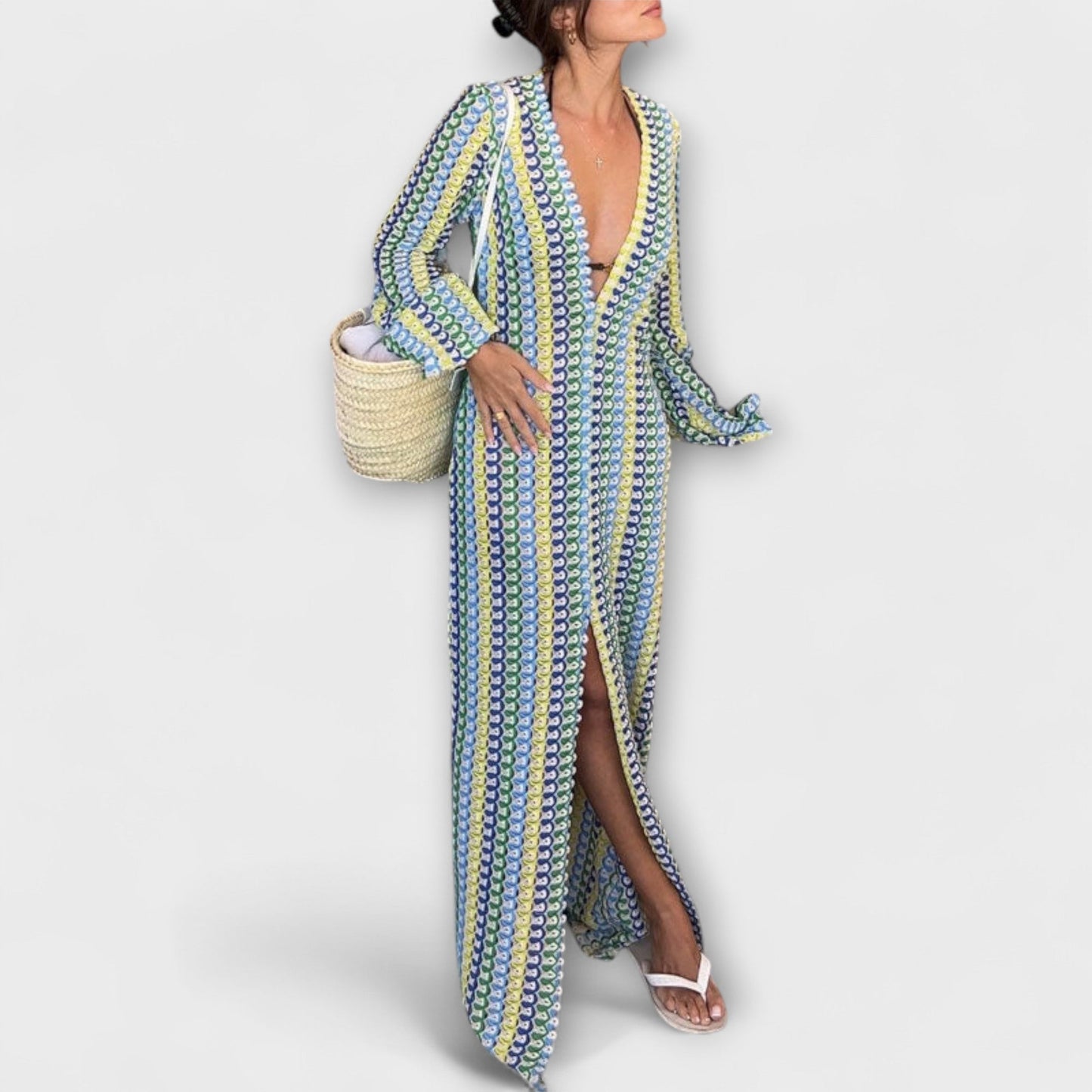 Elina – Maxi Dress with V-Neck and Vacation Vibes