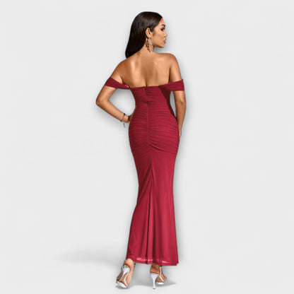 Ione - Off-the-Shoulder Ruffled Bodycon Dress