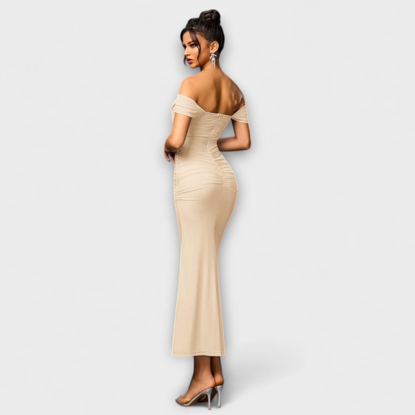 Ione - Off-the-Shoulder Ruffled Bodycon Dress