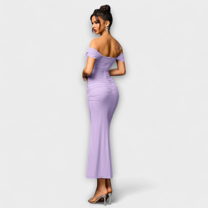 Ione - Off-the-Shoulder Ruffled Bodycon Dress