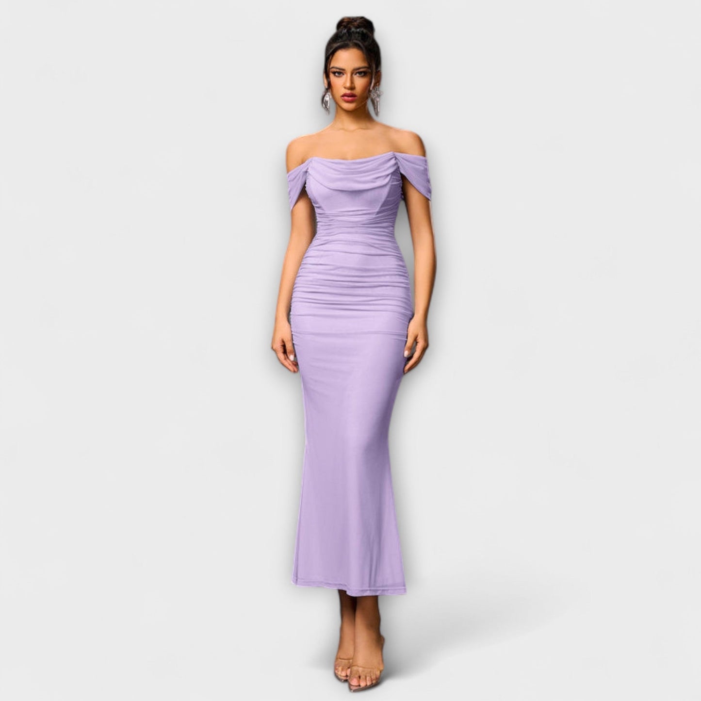Ione - Off-the-Shoulder Ruffled Bodycon Dress