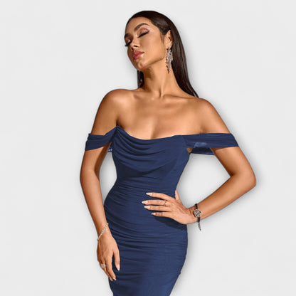 Ione - Off-the-Shoulder Ruffled Bodycon Dress