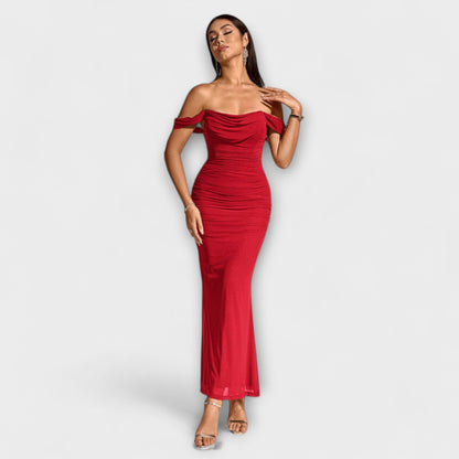 Ione - Off-the-Shoulder Ruffled Bodycon Dress