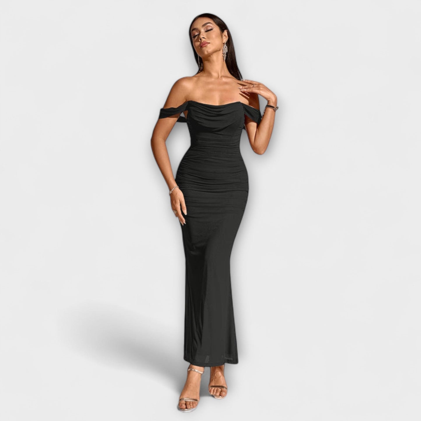 Ione - Off-the-Shoulder Ruffled Bodycon Dress
