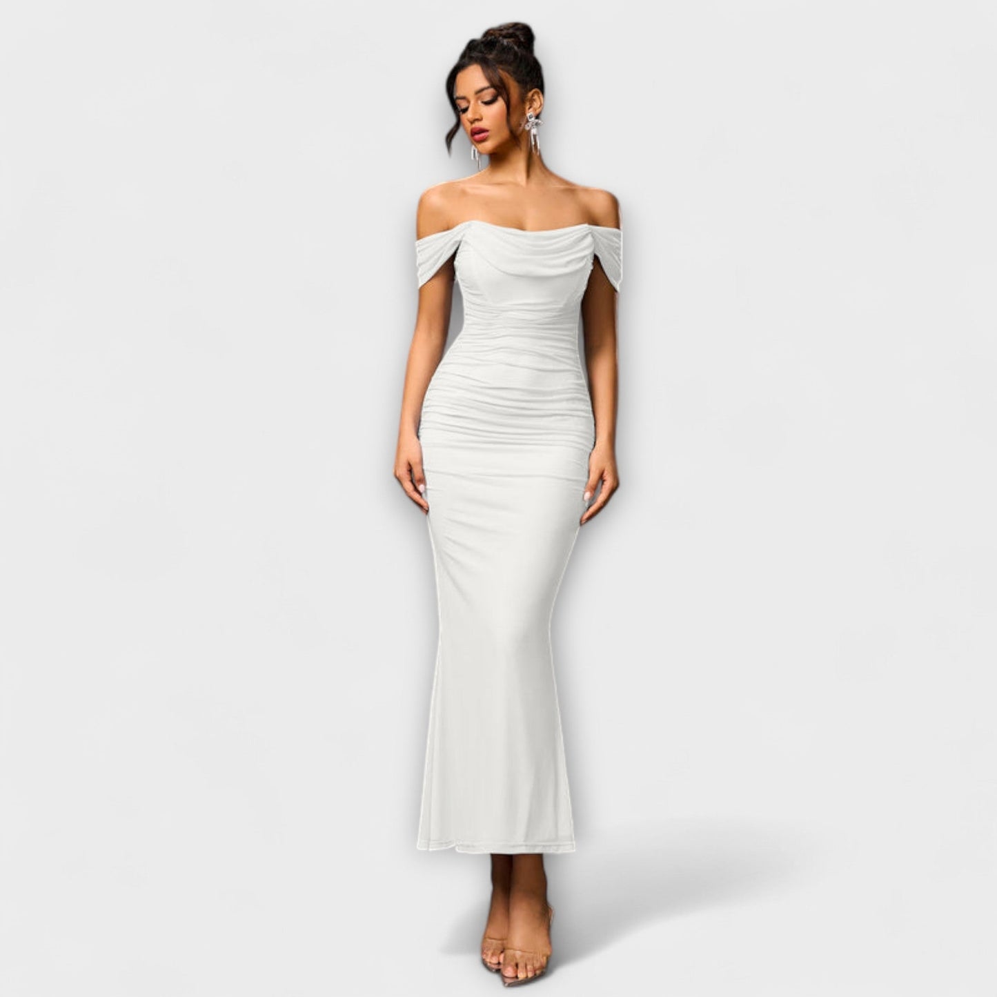 Ione - Off-the-Shoulder Ruffled Bodycon Dress