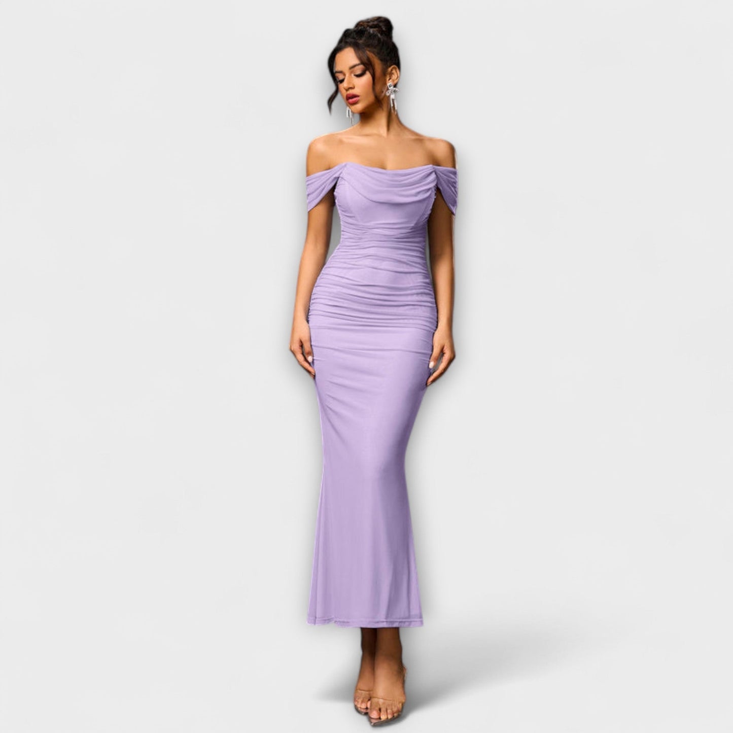 Ione - Off-the-Shoulder Ruffled Bodycon Dress