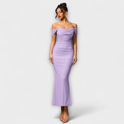Ione - Off-the-Shoulder Ruffled Bodycon Dress