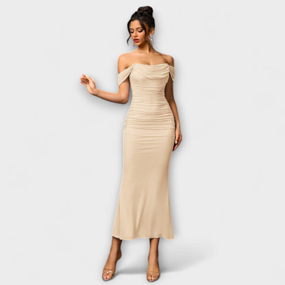 Ione - Off-the-Shoulder Ruffled Bodycon Dress