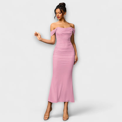 Ione - Off-the-Shoulder Ruffled Bodycon Dress