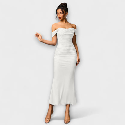 Ione - Off-the-Shoulder Ruffled Bodycon Dress