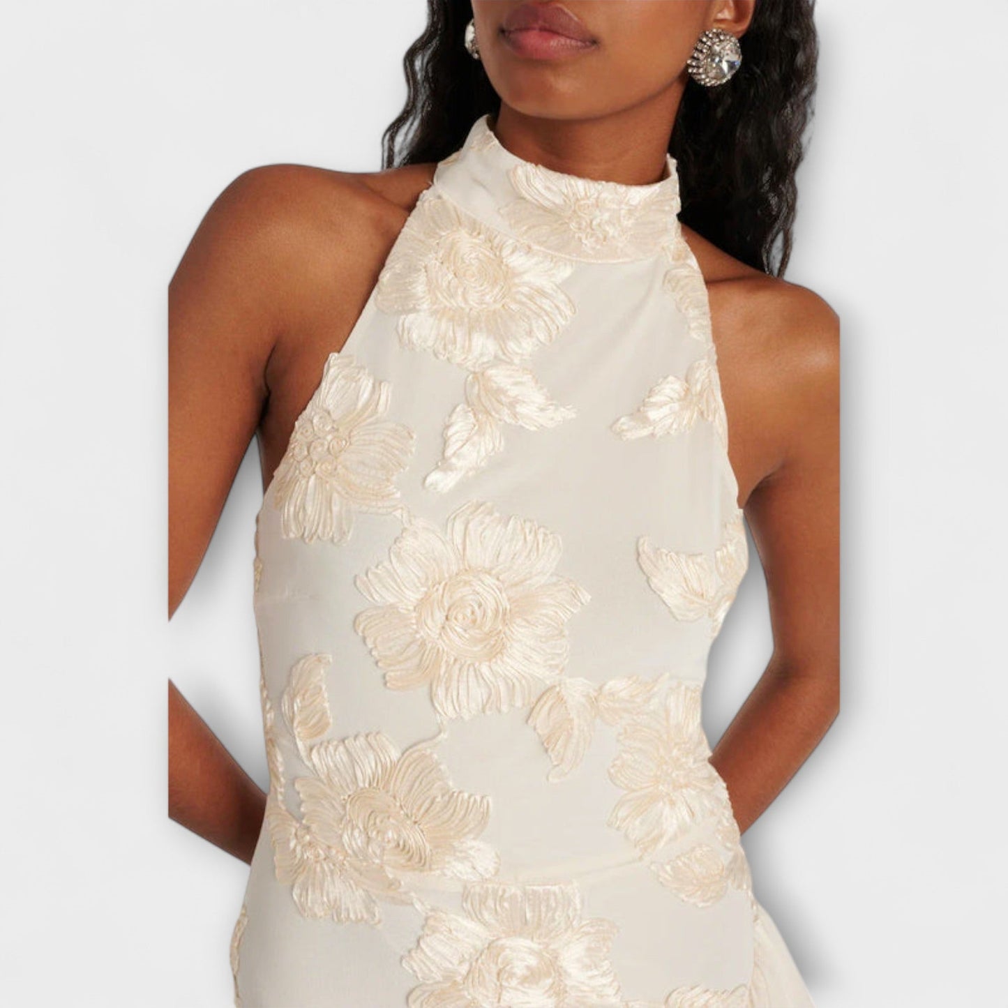 Karen - Floral Appliqué Maxi Dress