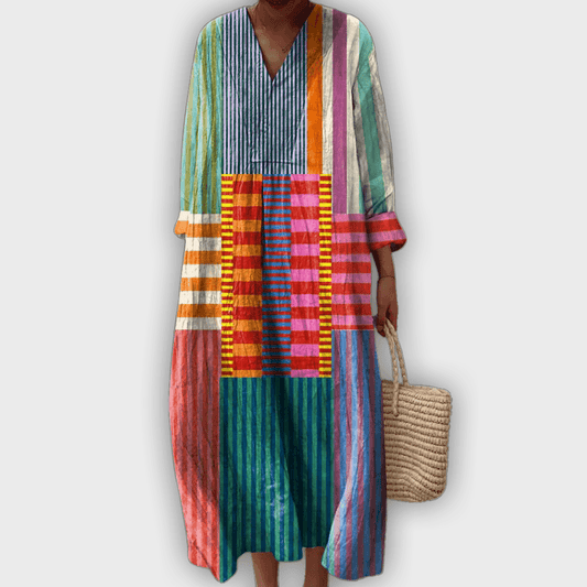 Geometric Dress with Flowing Silhouette