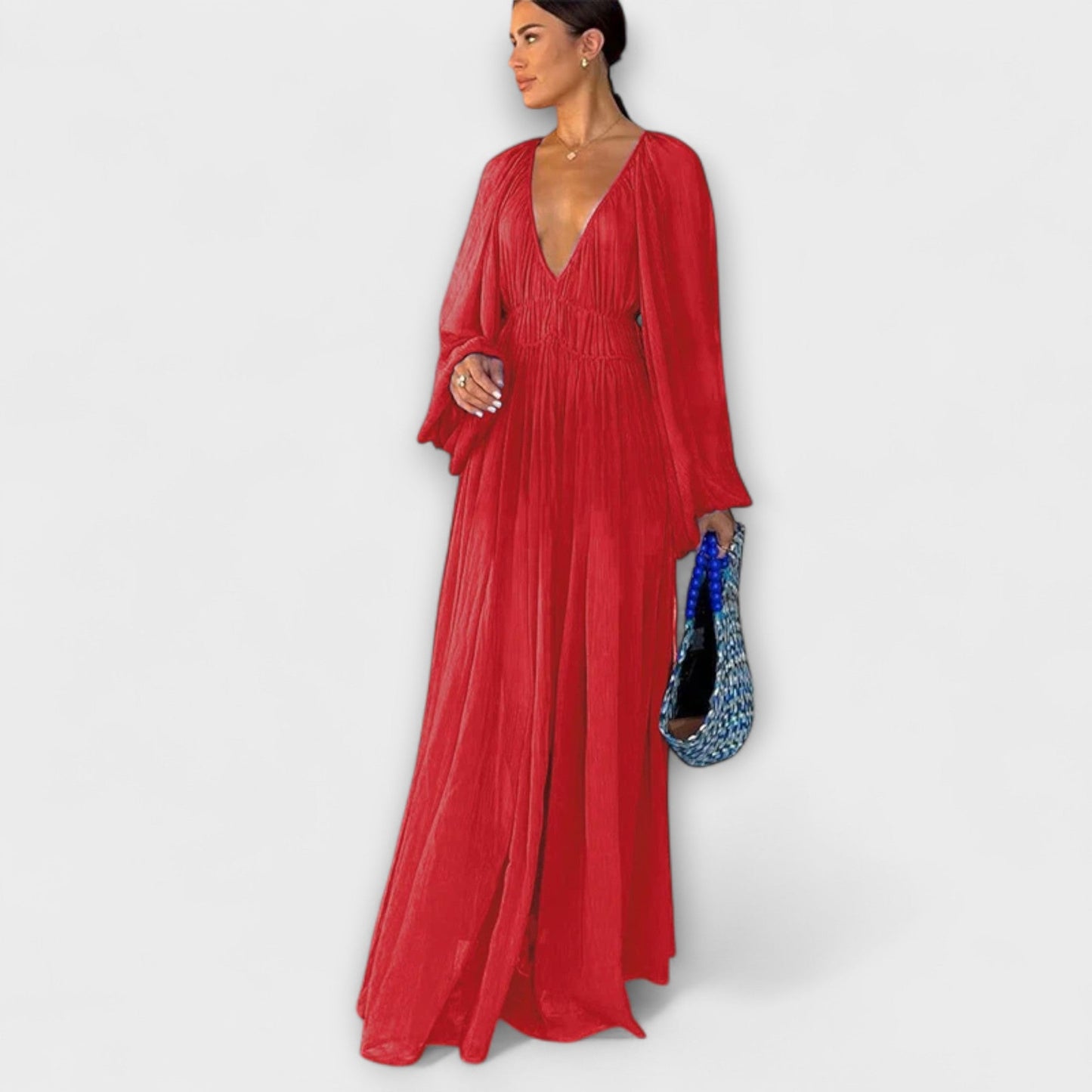 Chic Pleated Long Sleeve Dress