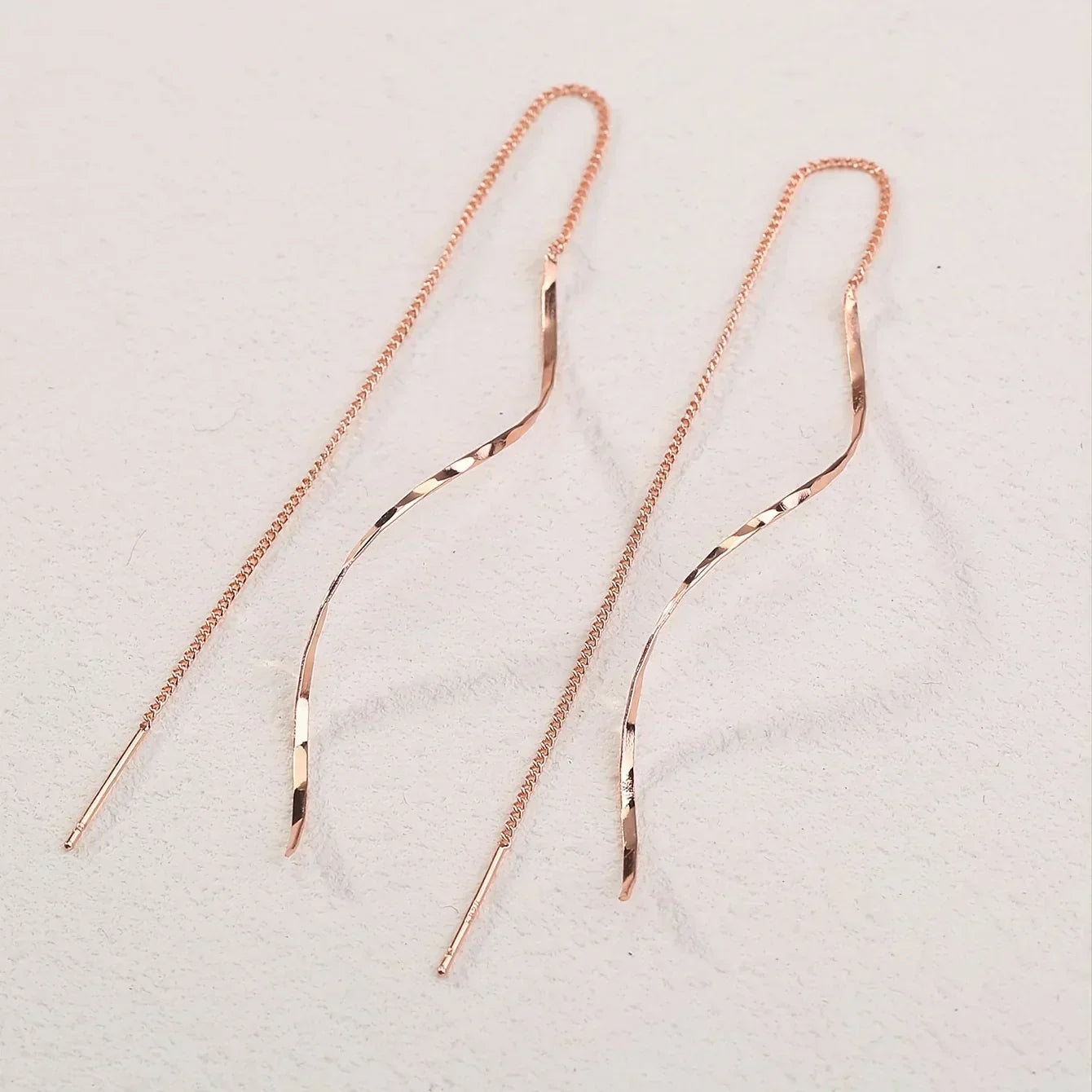 Wavy Design Long Earrings