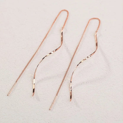 Wavy Design Long Earrings