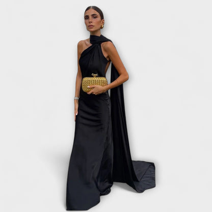 Stylish Off-Shoulder Halter Maxi Dress
