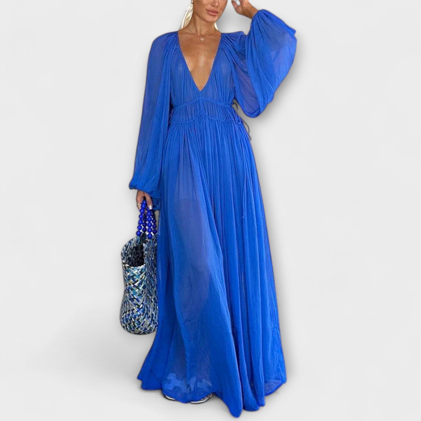 Chic Pleated Long Sleeve Dress
