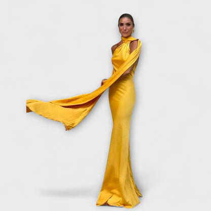 Stylish Off-Shoulder Halter Maxi Dress
