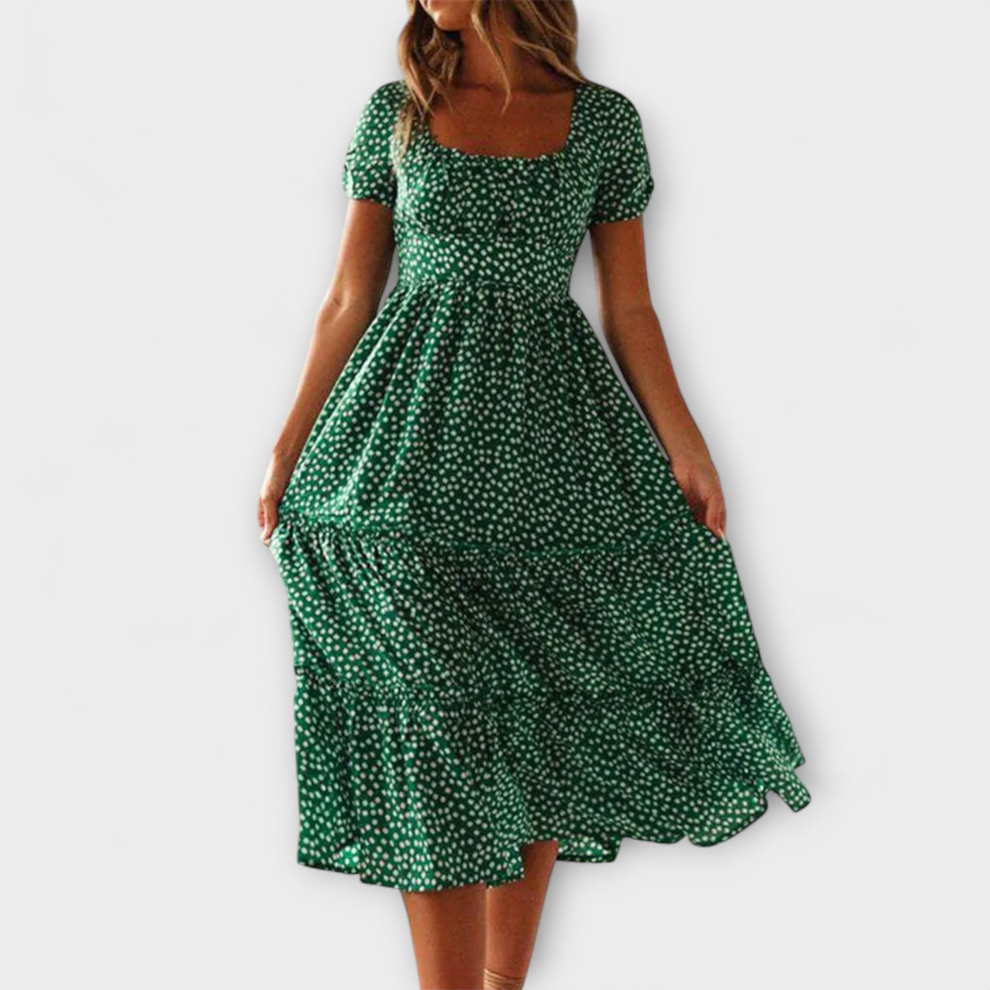 Vintage Floral Print Puff Sleeve Maxi Dress