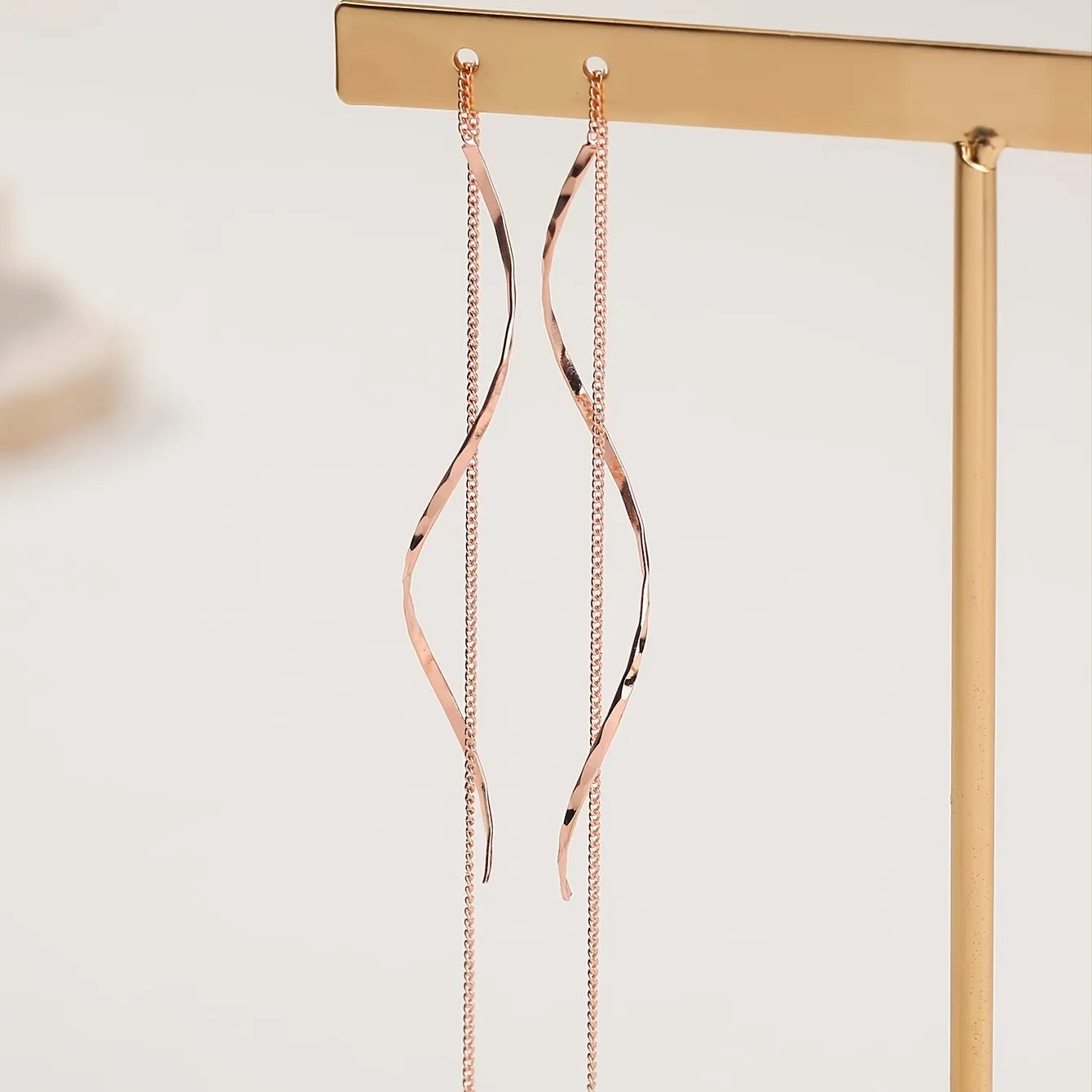 Wavy Design Long Earrings