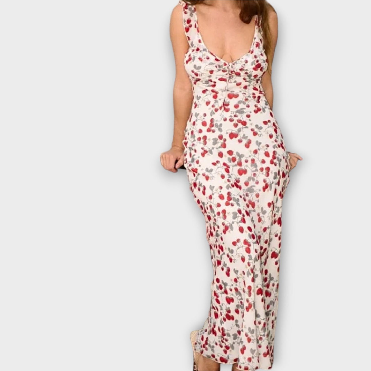 Cryptic Floral Print Plunge Maxi Dress
