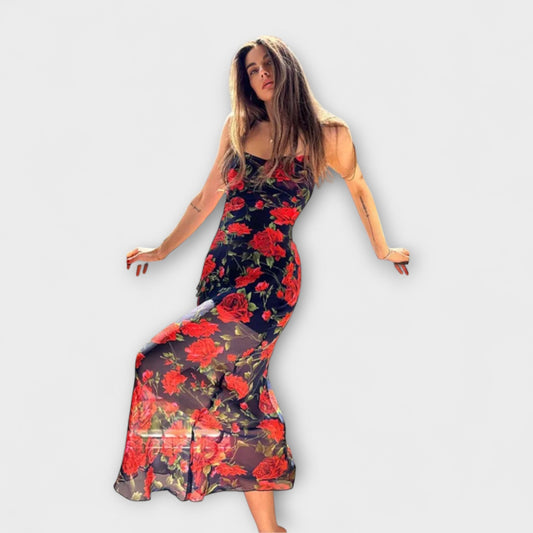 Floral Print Spaghetti Strap Bodycon Dress