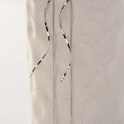 Wavy Design Long Earrings