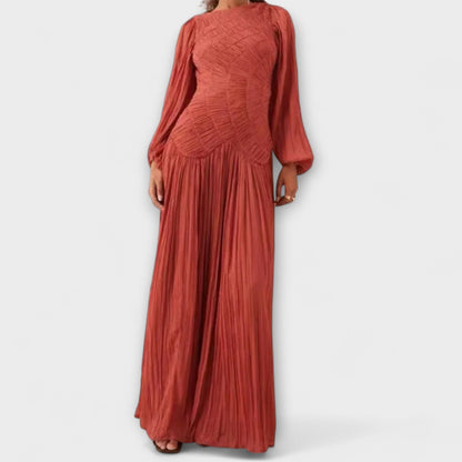 Chic Pleated Long Sleeve Dress