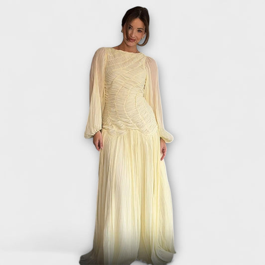 Chic Pleated Long Sleeve Dress