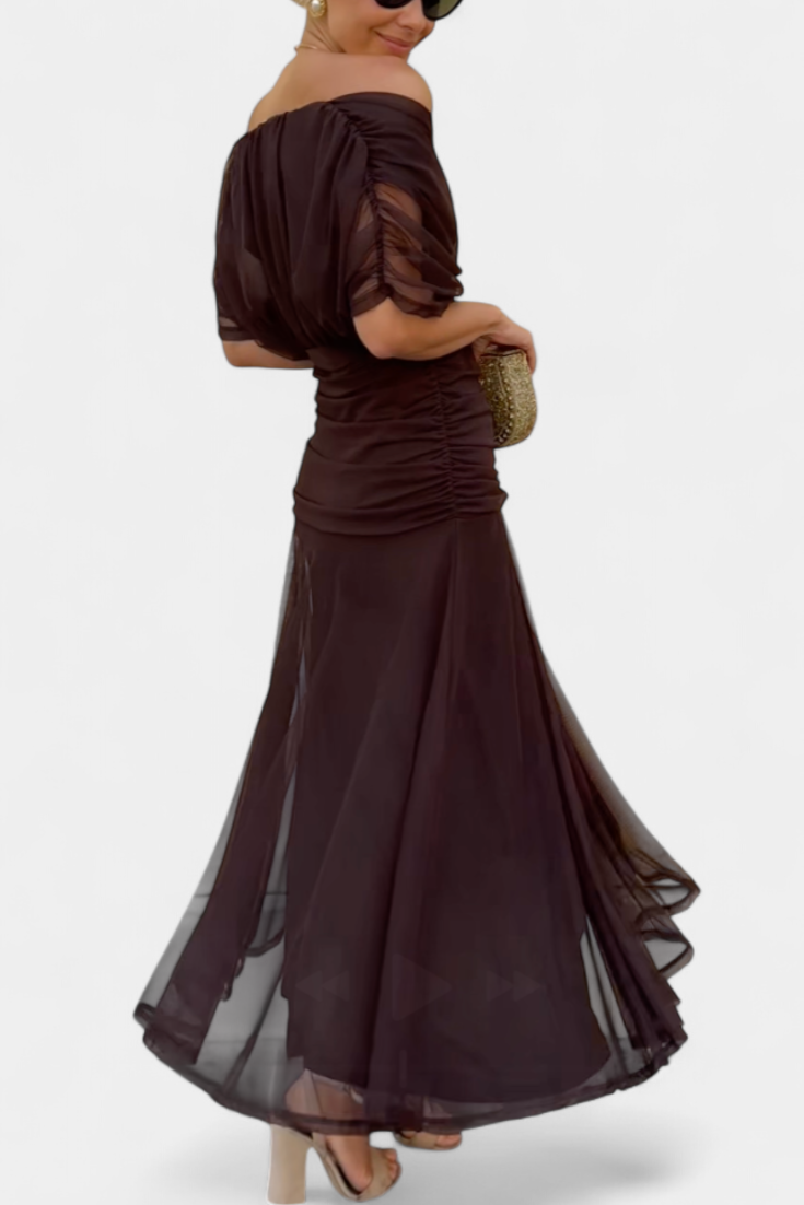 Alondra Long Dress with Fantasy Floral Print and V-Neck