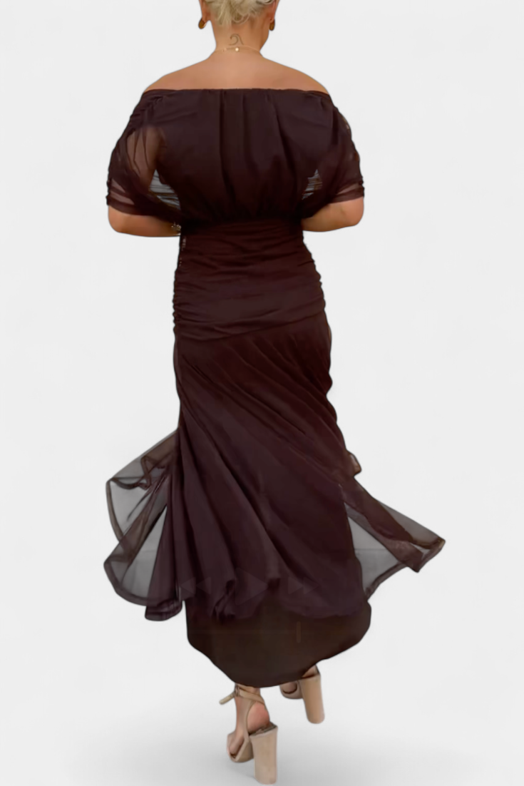 Alondra Long Dress with Fantasy Floral Print and V-Neck