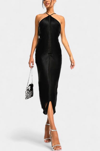 Jianna Halter Dress with Metallic Fringes