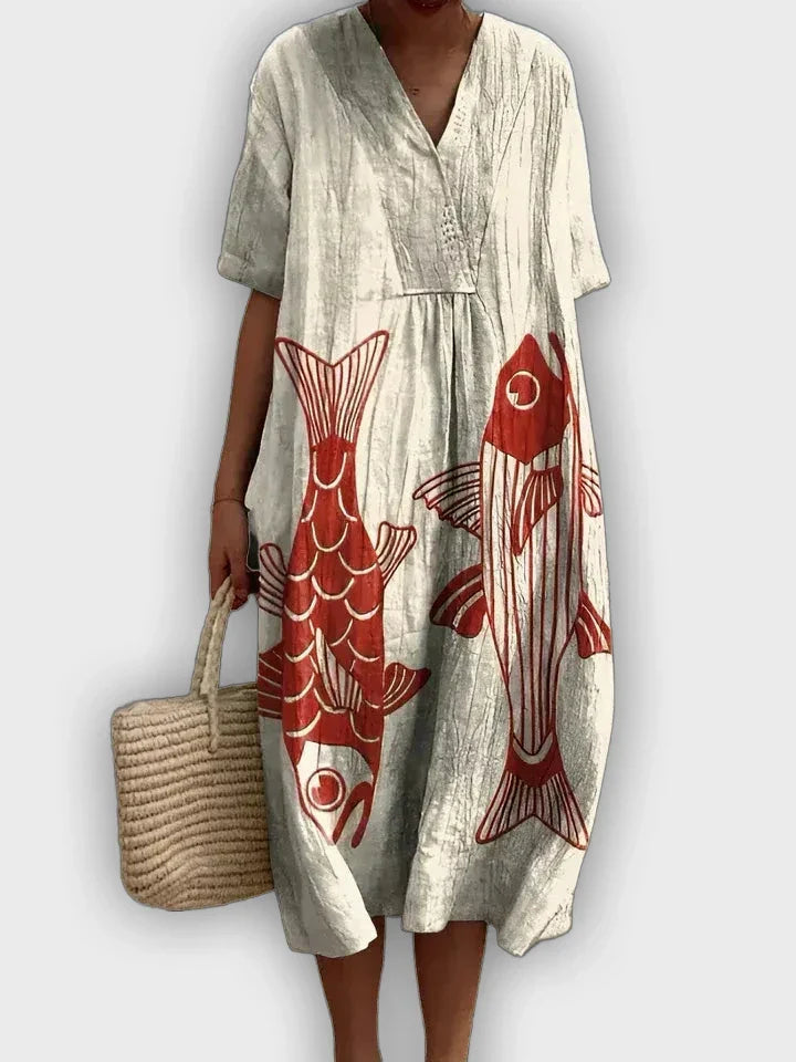 Geometric Dress with Flowing Silhouette