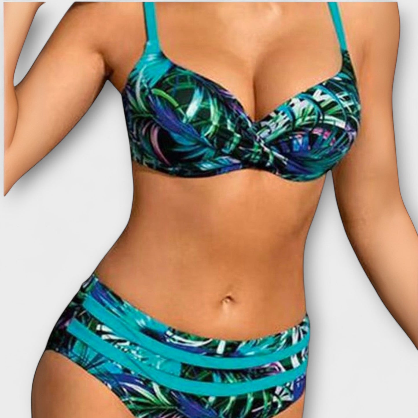 Alison - High-Cut Bikini with Leaf Print