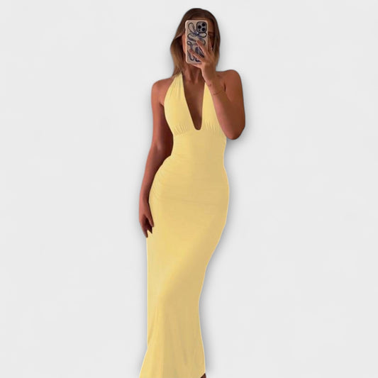Elegant Backless Halter Neck Evening Dress