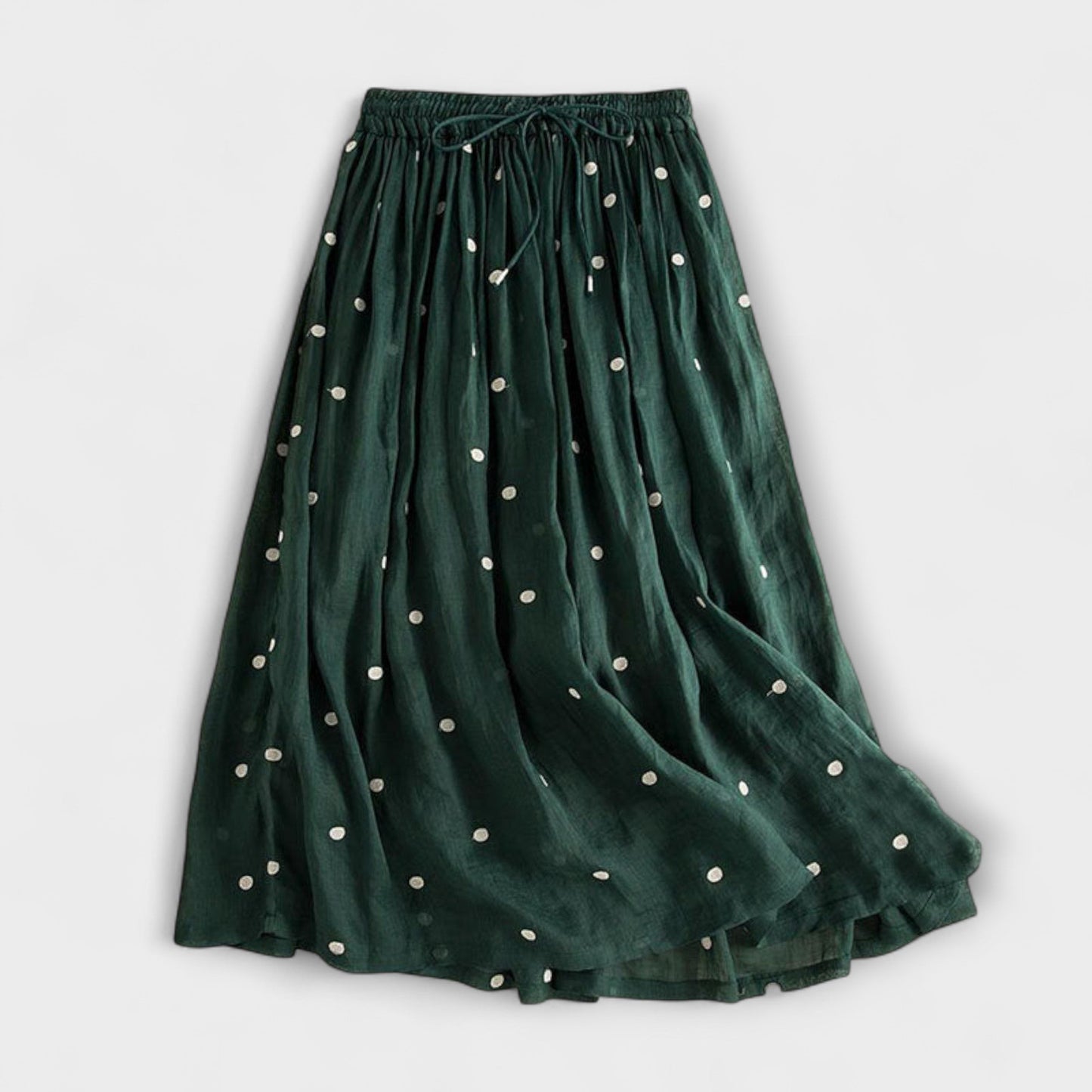 Fun Polka Dot Cotton-Linen Skirt