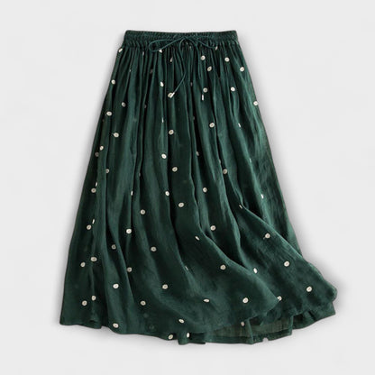 Fun Polka Dot Cotton-Linen Skirt