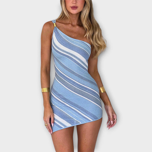 Kira - Stylish One-Shoulder Knit Mini Dress