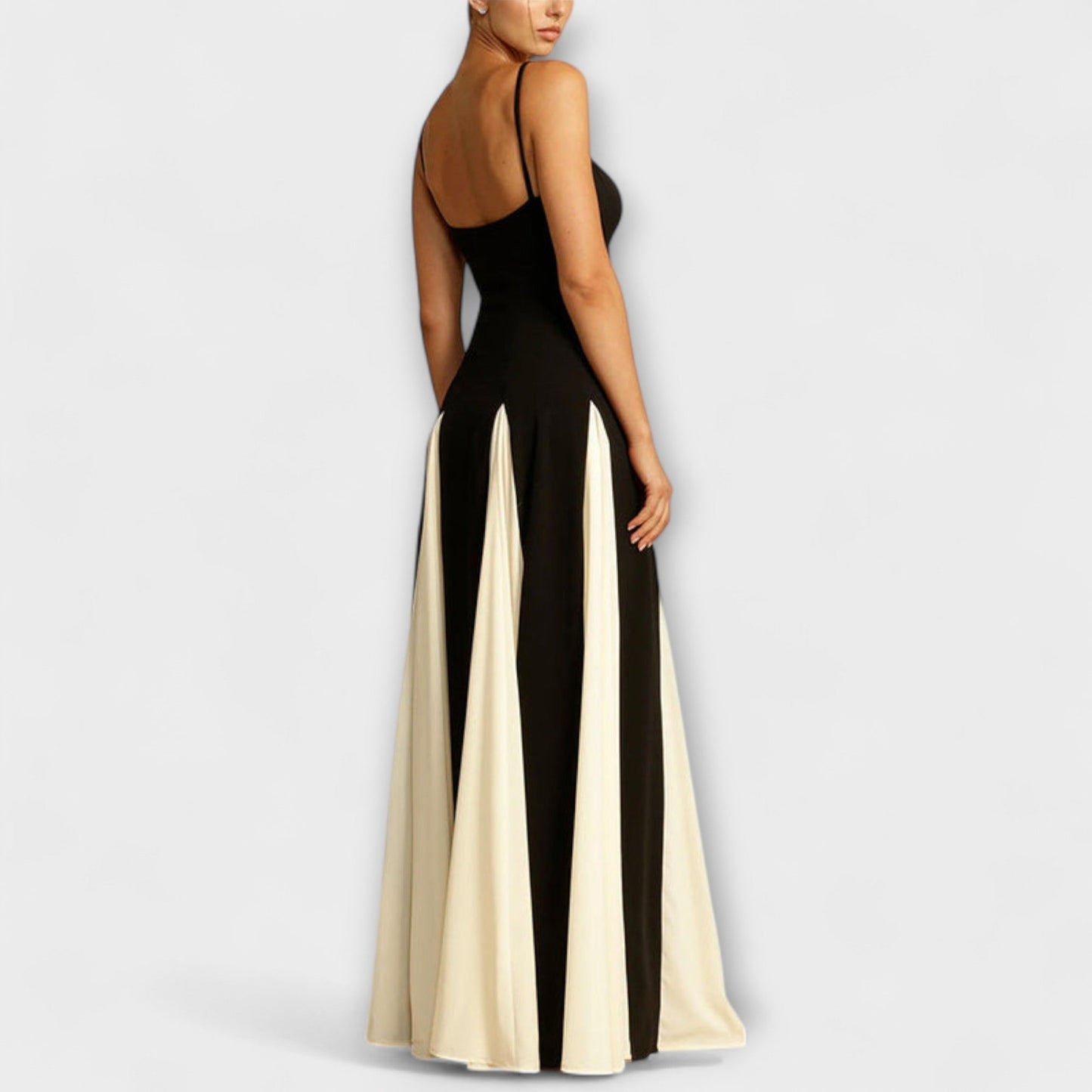 Ember - Classic Elegance A-Line Maxi Dress with Tulle Inserts