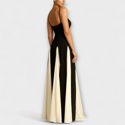 Ember - Classic Elegance A-Line Maxi Dress with Tulle Inserts