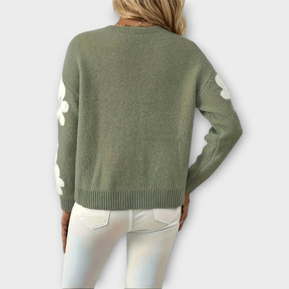 Silke - Soft Knit Sweater with Floral Pattern