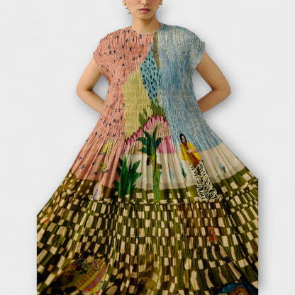 Amara - Animal Print Pleated Dress
