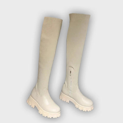 Aino – Women’s Over-the-Knee Stretch Boots – Medium Heel, Casual Outdoor