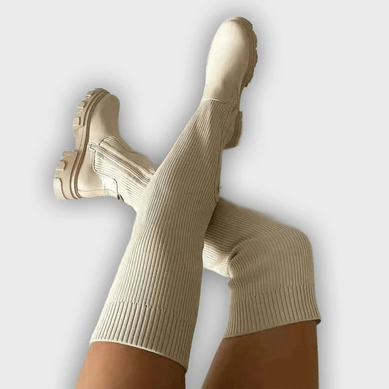 Aino – Women’s Over-the-Knee Stretch Boots – Medium Heel, Casual Outdoor