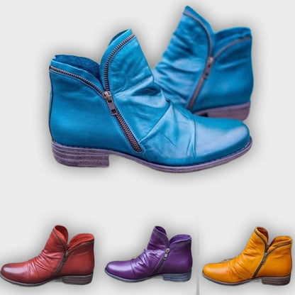 Alina – Women’s Zip-Up Ankle Boots – PU Leather